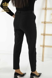 Produced with Lycra Knitted Trousers - Belt - Pockets - Women's Clothing Manufacturer - 3685 | Real Textile - Thumbnail