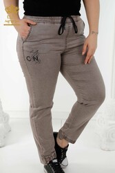 Produttore di Abbigliamento Donna con Elastico in Vita Pantalone Prodotto con Maglia in Lycra - 3676 | Tessuto reale - Thumbnail