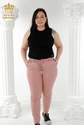 Realizzato con Lycra lavorato a maglia - Jeans - Cintura - Produttore di abbigliamento femminile - 3468 | Tessuto reale - Thumbnail