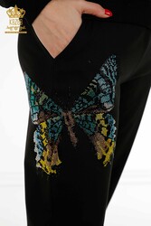 Scuba and Two Yarn Tracksuit Suit - Butterfly Pattern - Stone Embroidered - Women's Clothing - 17492 | Real Textile - Thumbnail