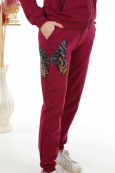 Scuba and Two Yarn Tracksuit Suit - Butterfly Pattern - Stone Embroidered - Women's Clothing - 17492 | Real Textile - Thumbnail