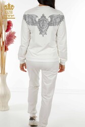 Scuba and Two Yarn Tracksuit Suit Stone Embroidered Zipper Patterned Women's Clothing - 17493 | Real Textile - Thumbnail