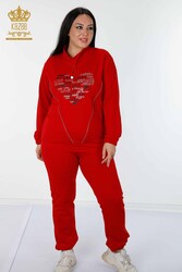 Scuba and Two Thread Tracksuit Suit Pocket Stone Embroidered Women's Clothing Manufacturer - 17446 | Real Textile - Thumbnail