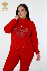 Scuba and Two Thread Tracksuit Suit Pocket Stone Embroidered Women's Clothing Manufacturer - 17446 | Real Textile - Thumbnail