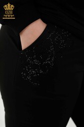 Made of Scuba and Two Threads Tracksuit - Patterned - Stone Embroidered - Women's Clothing Manufacturer - 17529 | Real Textile - Thumbnail