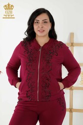 Made of Scuba and Two Threads Tracksuit - Patterned - Stone Embroidered - Women's Clothing Manufacturer - 17529 | Real Textile - Thumbnail