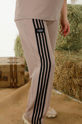 Made of Scuba and Two Threads Tracksuit - Striped - Short Sleeve - Women's Clothing Manufacturer - 17546 | Real Textile - Thumbnail