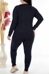 Scuba and Two Yarn Tracksuit Suit Stone Embroidered Women's Clothing Manufacturer - 16273 | Real Textile - Thumbnail