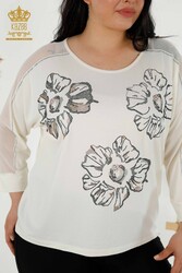 Blusa Producida con Tela Viscosa Tul Detallado Fabricante de Ropa de Mujer - 79084 | Textiles reales - Thumbnail