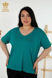 Camicetta con scollo a V Produttore di abbigliamento femminile con tessuto in viscosa - 79297 | Tessuto reale - Thumbnail