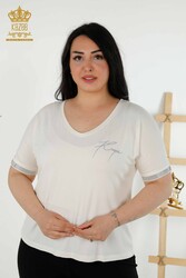 Camicetta con scollo a V Produttore di abbigliamento femminile con tessuto in viscosa - 79297 | Tessuto reale - Thumbnail