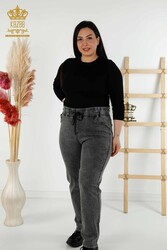 Produttore di abbigliamento da donna con pantaloni elastici in vita prodotti con tessuto a maglia in lycra - 3699 | Tessuto reale - Thumbnail