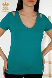 Blusa In Tessuto Viscosa Manica Corta Abbigliamento Donna - 79220 | Tessuto reale - Thumbnail