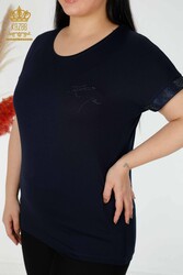 Blusa Prodotta con Tessuto in Viscosa Colletto Ciclismo Abbigliamento Donna - 78918 | Tessuto reale - Thumbnail