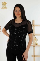 Blusa Prodotta con Tessuto in Viscosa Colletto Ciclismo Abbigliamento Donna - 79133 | Tessuto reale - Thumbnail