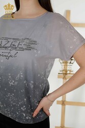 Blusa Prodotta con Tessuto in Viscosa Colletto Ciclismo Abbigliamento Donna - 79173 | Tessuto reale - Thumbnail