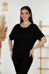 Blusa Prodotta con Tessuto in Viscosa Colletto Ciclismo Abbigliamento Donna - 79221 | Tessuto reale - Thumbnail