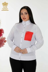 Vêtements pour femmes détaillés avec poche de chemise fabriqués avec du tissu en coton lycra - 20309 | Vrai textile - Thumbnail