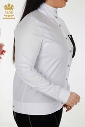 Vêtements pour femmes détaillés avec poche de chemise fabriqués avec du tissu en coton lycra - 20309 | Vrai textile - Thumbnail