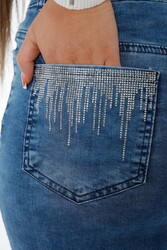 Jupe en jean fabriquée avec du tissu tricoté en Lycra Fabricant de vêtements pour femmes brodés en pierre - 4178 | Vrai textile - Thumbnail