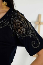 Chemisier fabriqué avec un tissu en viscose V-Neck Fabricant de vêtements pour femmes - 79054 | Vrai textile - Thumbnail