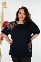 Chemisier réalisé avec un tissu en viscose à motif floral Fabricant de vêtements pour femmes - 79052 | Vrai textile - Thumbnail