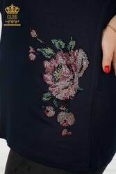 Chemisier réalisé avec un tissu en viscose à motif floral Fabricant de vêtements pour femmes - 79052 | Vrai textile - Thumbnail