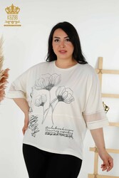 Chemisier réalisé avec un tissu en viscose à motif floral Fabricant de vêtements pour femmes - 79059 | Vrai textile - Thumbnail