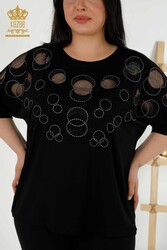 Chemisier en tissu de viscose brodé de pierre Fabricant de vêtements pour femmes - 79094 | Vrai textile - Thumbnail