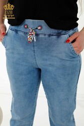 Pantalon fabriqué avec une poche élastique à la taille tricotée en lycra Fabricant de vêtements pour femmes - 3680 | Vrai textile - Thumbnail