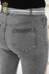 Fabriqué avec Lycra tricoté Jeans - Pierre brodée - Fabricant de vêtements pour femmes - 3688 | Vrai textile - Thumbnail