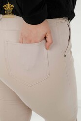 Fabriqué avec du lycra tricoté - Jeans - Ceinturé - Fabricant de vêtements pour femmes - 3468 | Vrai textile - Thumbnail