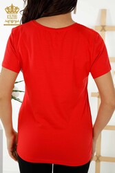 Made with Viscose Fabric Blouse - Short Sleeve - Women's Clothing - 79178 | Real Textile - Thumbnail