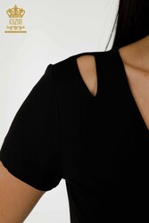 Made with Viscose Fabric Blouse - Short Sleeve - Women's Clothing - 79220 | Real Textile - Thumbnail