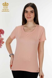 Made with Viscose Fabric Blouse - Short Sleeve - Women's Clothing - 79177 | Real Textile - Thumbnail