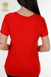 Made with Viscose Fabric Blouse - Short Sleeve - Women's Clothing - 79177 | Real Textile - Thumbnail