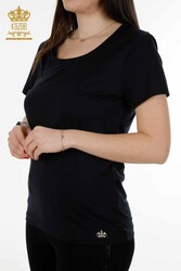 Made with Viscose Fabric Blouse - Short Sleeve - Women's Clothing - 79177 | Real Textile - Thumbnail