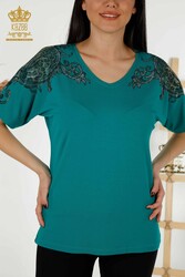 Blouse Produced with Viscose Fabric V-Neck Women's Clothing Manufacturer - 79054 | Real Textile - Thumbnail