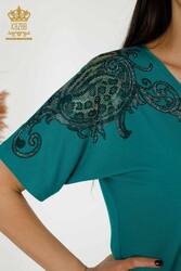 Blouse Produced with Viscose Fabric V-Neck Women's Clothing Manufacturer - 79054 | Real Textile - Thumbnail