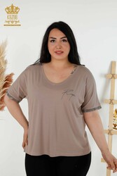 Blouse V-Neck Women's Clothing Manufacturer with Viscose Fabric - 79297 | Real Textile - Thumbnail