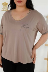 Blouse V-Neck Women's Clothing Manufacturer with Viscose Fabric - 79297 | Real Textile - Thumbnail