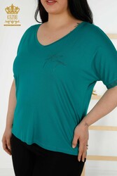 Blouse V-Neck Women's Clothing Manufacturer with Viscose Fabric - 79297 | Real Textile - Thumbnail