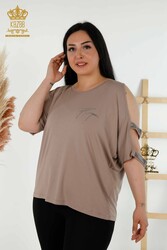 Blouse Made of Viscose Fabric Crew Neck Women's Clothing - 79108 | Real Textile - Thumbnail