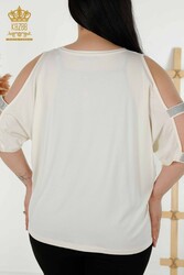 Blouse Made of Viscose Fabric Crew Neck Women's Clothing - 79108 | Real Textile - Thumbnail