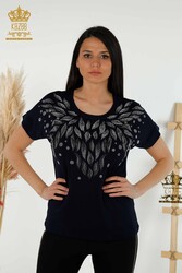 Blouse Produced with Viscose Fabric Cycling Collar Women's Clothing - 79053 | Real Textile - Thumbnail