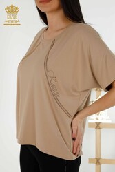 Blouse Made of Viscose Fabric Short Sleeve Women's Clothing - 79295 | Real Textile - Thumbnail