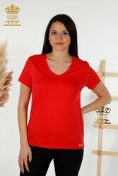 Blouse Produced with Viscose Fabric V-Neck Women's Clothing - 79179 | Real Textile - Thumbnail