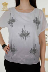 Bluse aus Viskosestoff, steinbestickter Damenbekleidungshersteller - 79174 | Echtes Textil - Thumbnail