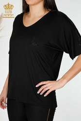 Bluse aus Viskosestoff Kurzarm Damenbekleidung - 78931 | Echtes Textil - Thumbnail